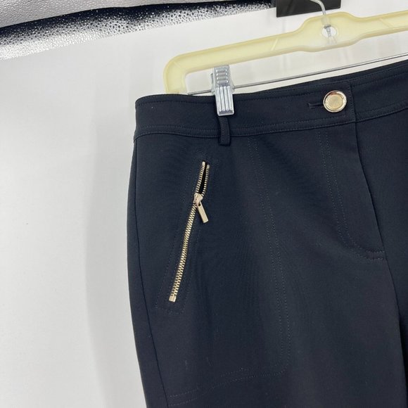 St. John Trousers Black Zip Pockets Straight Leg Stretch Casual Work Pant Size 8 - Picture 3 of 6